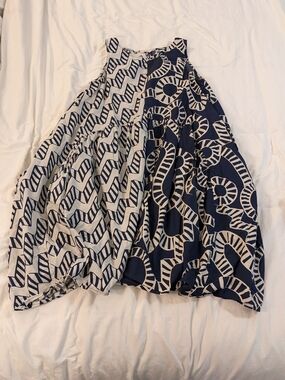 gorman Navy and White Graphic A-Line Skirt